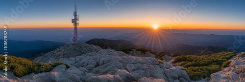 Telecommunication tower with cellular antennas for 5g, 4g, 3g mobile internet
