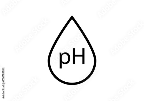 Icono negro de gota de agua con ph
