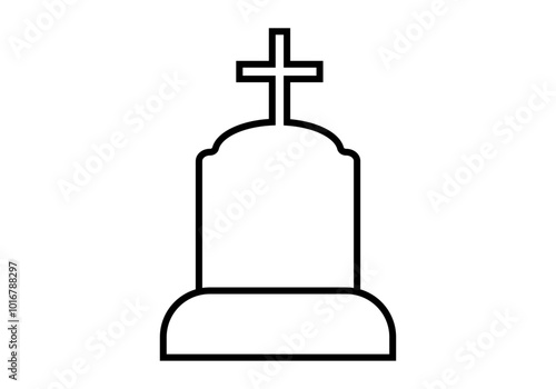 Icono negro de tumba con lápida con cruz