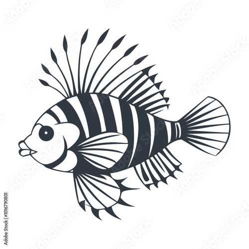 Black silhouette lionfish icon design