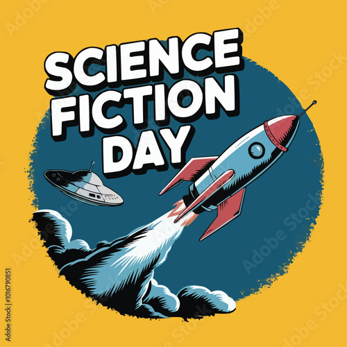 Science Fiction Day 2nd January poster design vector