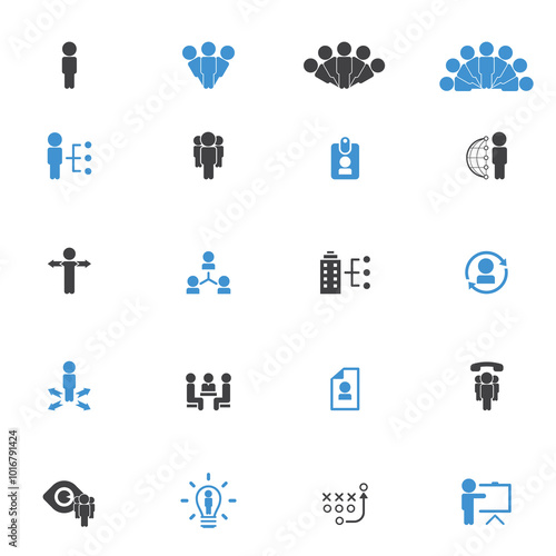 Universal business management and human resources icon set. Universal icons for web and mobile. Vector.
