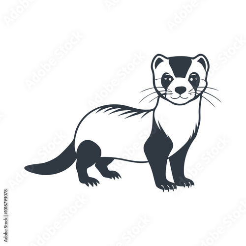 A black ferret predator pet animal standing icon design