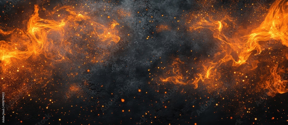 Fire flames bottom border on black background or texture Fire flames bottom border on black background or texture