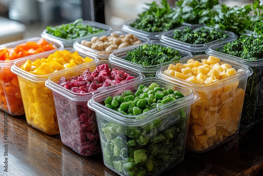 energetic batch cooking meal prep scene featuring neatly arranged tupperware containers filled with colorful healthy meals emphasizing organization and efficiency in a vibrant kitchen setting energetic batch cooking meal prep scene featuring neatly arranged tupperware containers filled with colorful healthy meals emphasizing organization and efficiency in a vibrant kitchen setting