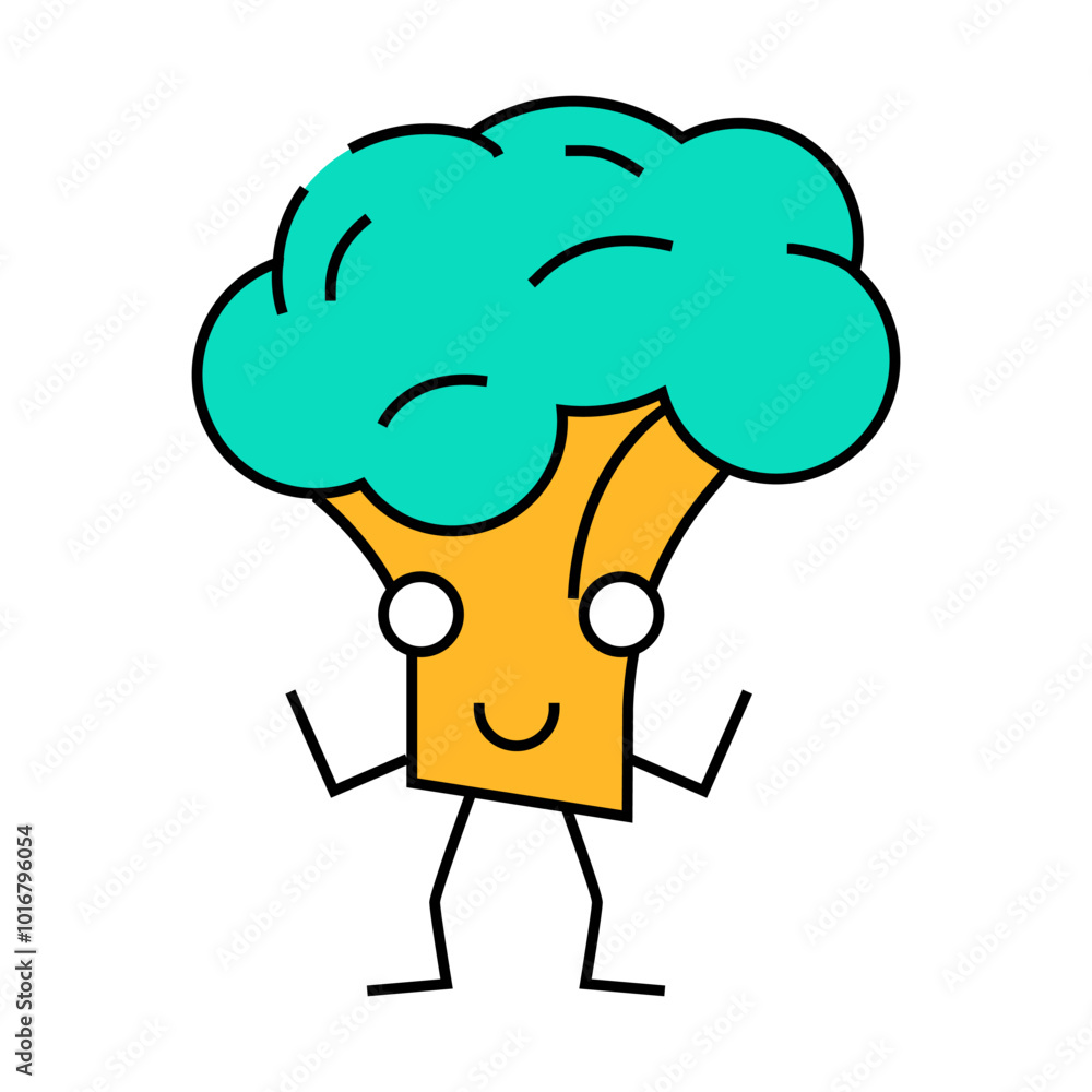 broccoli character line icon vector. broccoli character sign. isolated symbol illustration broccoli character line icon vector. broccoli character sign. isolated symbol illustration