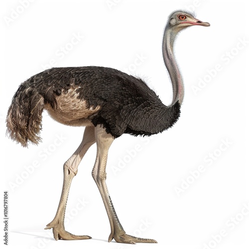 Ostrich Struthio Camelus on a White or Clear Surface PNG Transparent Background isolated 