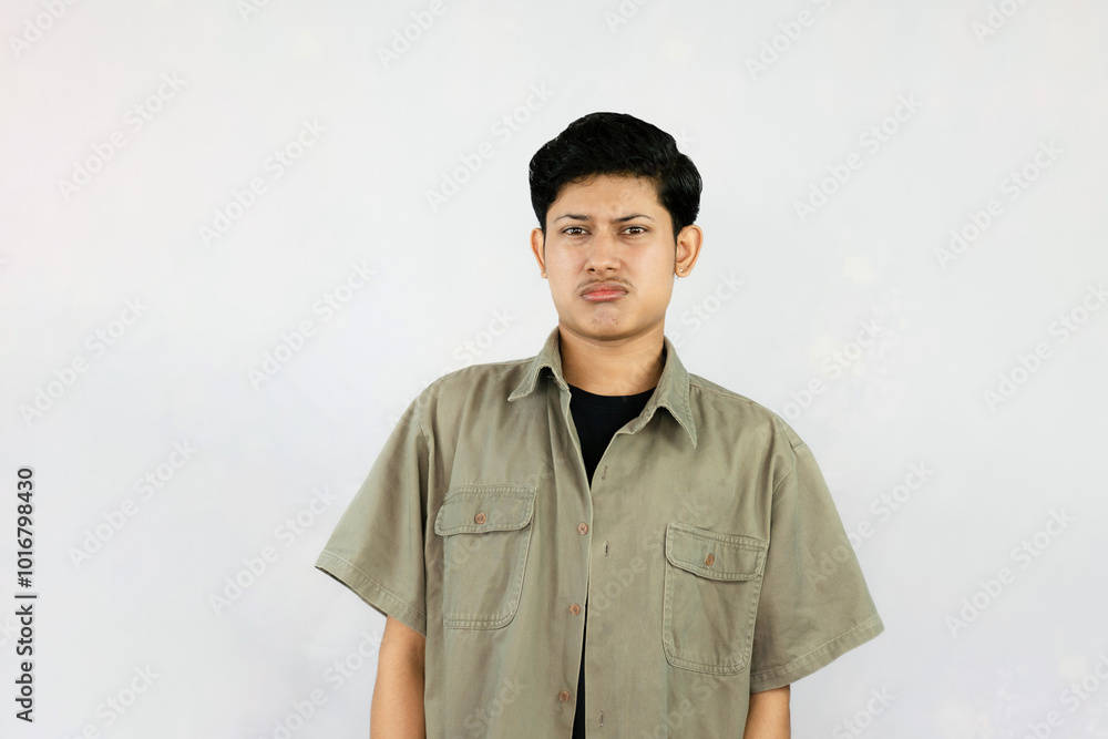 Worried Looking Young Handsome Male Boy with fingers crossed thinking and sad expressions lookg time Worried Looking Young Handsome Male Boy with fingers crossed thinking and sad expressions lookg time