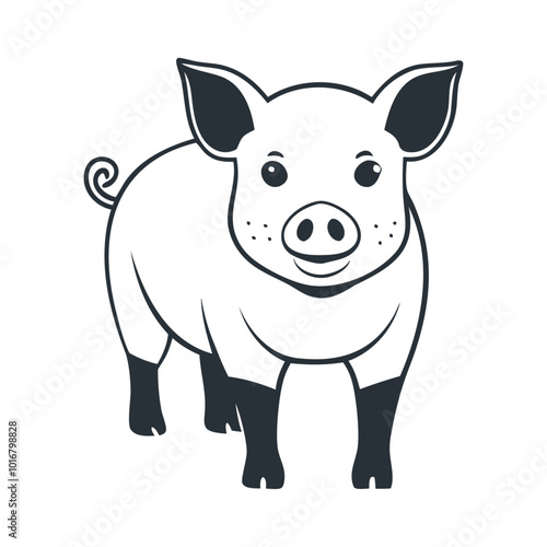 Vector pig silhouette black icon design