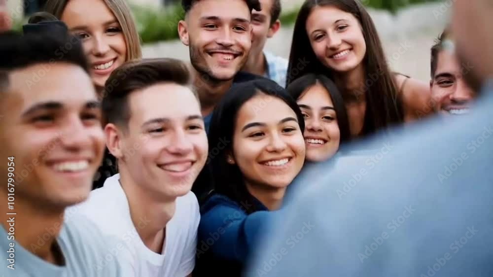 A group of happy friends is sharing a joyful moment as they take a selfie during a leisure event while traveling together A group of happy friends is sharing a joyful moment as they take a selfie during a leisure event while traveling together