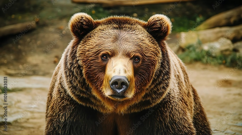 Closeup Portrait of a Powerful Brown Bear in the Wild