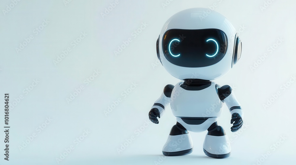 cute robot with friendly features, set against a clean white background, perfect for project decoration, radiating charm and engagement cute robot with friendly features, set against a clean white background, perfect for project decoration, radiating charm and engagement