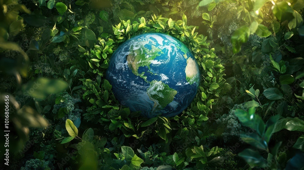 earth day theme highlighting a globe surrounded by greenery, symbolizing global awareness and the importance of environmental protection, set against a vibrant background of nature elements earth day theme highlighting a globe surrounded by greenery, symbolizing global awareness and the importance of environmental protection, set against a vibrant background of nature elements