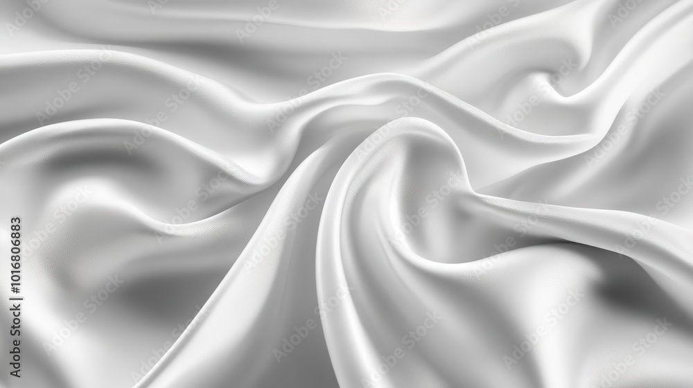 Obraz premium elegant digital rendering of soft white silk satin fabric, showcasing flowing waves and folds, creating a luxurious and sophisticated visual perfect for fashion or design backgrounds