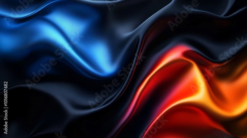 Wallpaper Mural Neon Lights on Black Silk Satin Background. AI generated illustration Torontodigital.ca