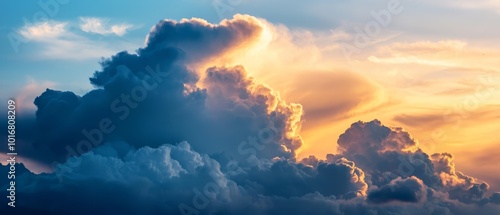  A plane flies against a backdrop of sunlit clouds