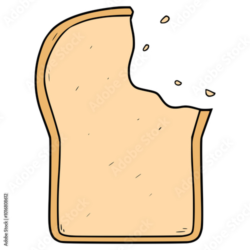 Bitten slice of bread illustration hand drawn isolated vector