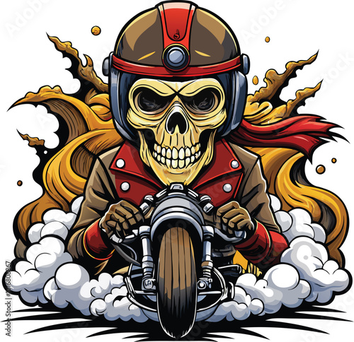Motorcycle skull rider clipart vector