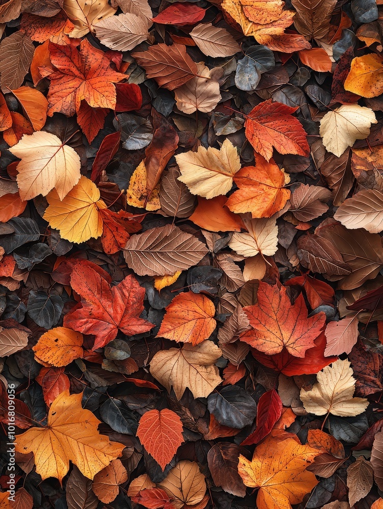 Fototapeta premium Autumn Leaves Pattern Colorful Fall Foliage Texture