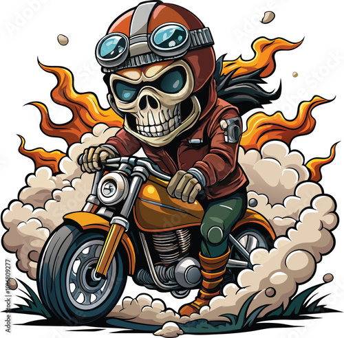 Motorcycle skull rider clipart vector