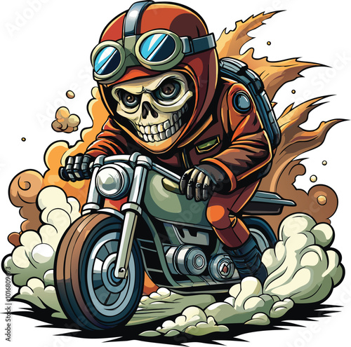 Motorcycle skull rider clipart vector