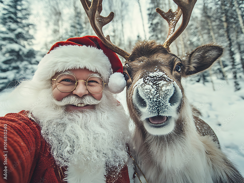 Santa claus selfies wtih rudolph the reindeer Christmas festival Santa claus selfies wtih rudolph the reindeer Christmas festival