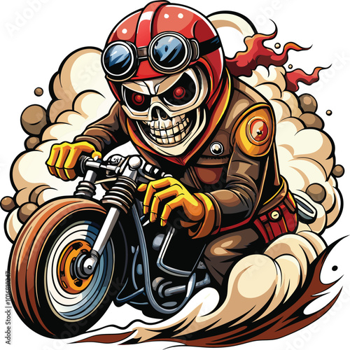 Motorcycle skull rider clipart vector