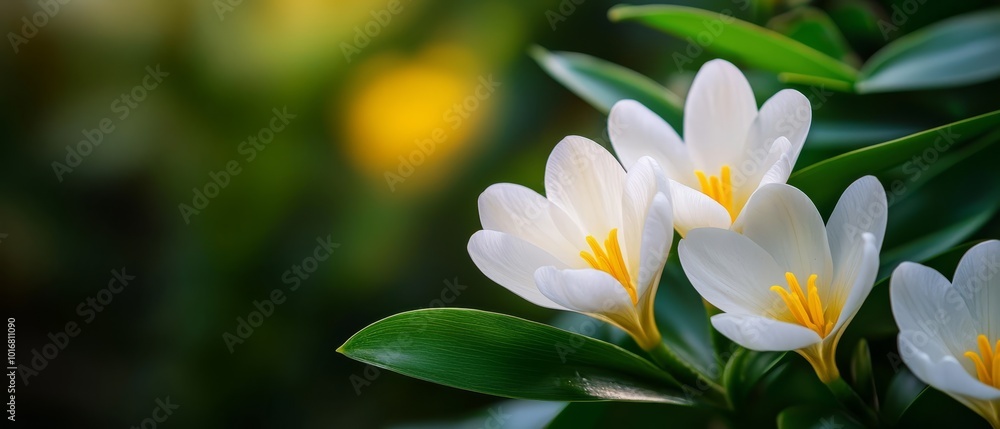 A cluster of white blooms atop a verdant field of green and yellow flowers, nestled among the leaves of a green, leafy tree A cluster of white blooms atop a verdant field of green and yellow flowers, nestled among the leaves of a green, leafy tree