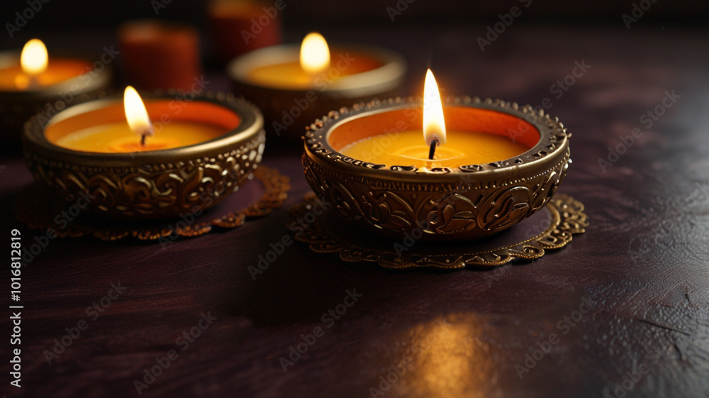 Beautiful Diwali Greetings with Lit Diyas Beautiful Diwali Greetings with Lit Diyas
