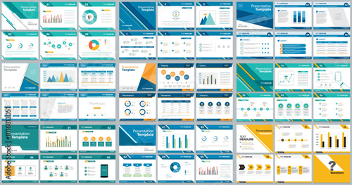 Set business presentation design template backgrounds and page layout design for brochure, book, magazine, annual report and company profile, with info graphic elements graph design 