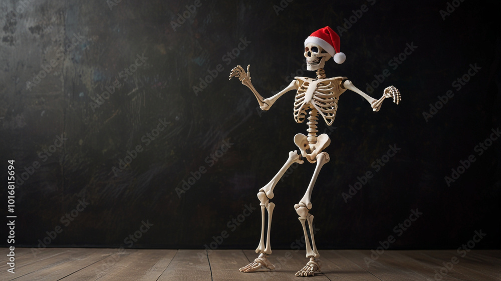 Festive Skeleton Dancing in a Holiday Mood Festive Skeleton Dancing in a Holiday Mood