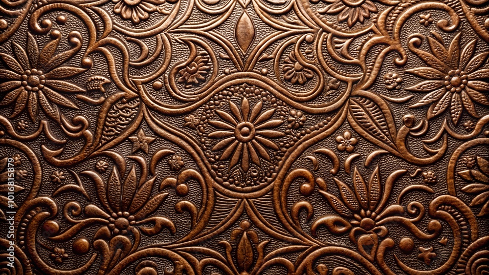 Embossed leather texture background with dark leather surface and raised patterns Embossed leather texture background with dark leather surface and raised patterns