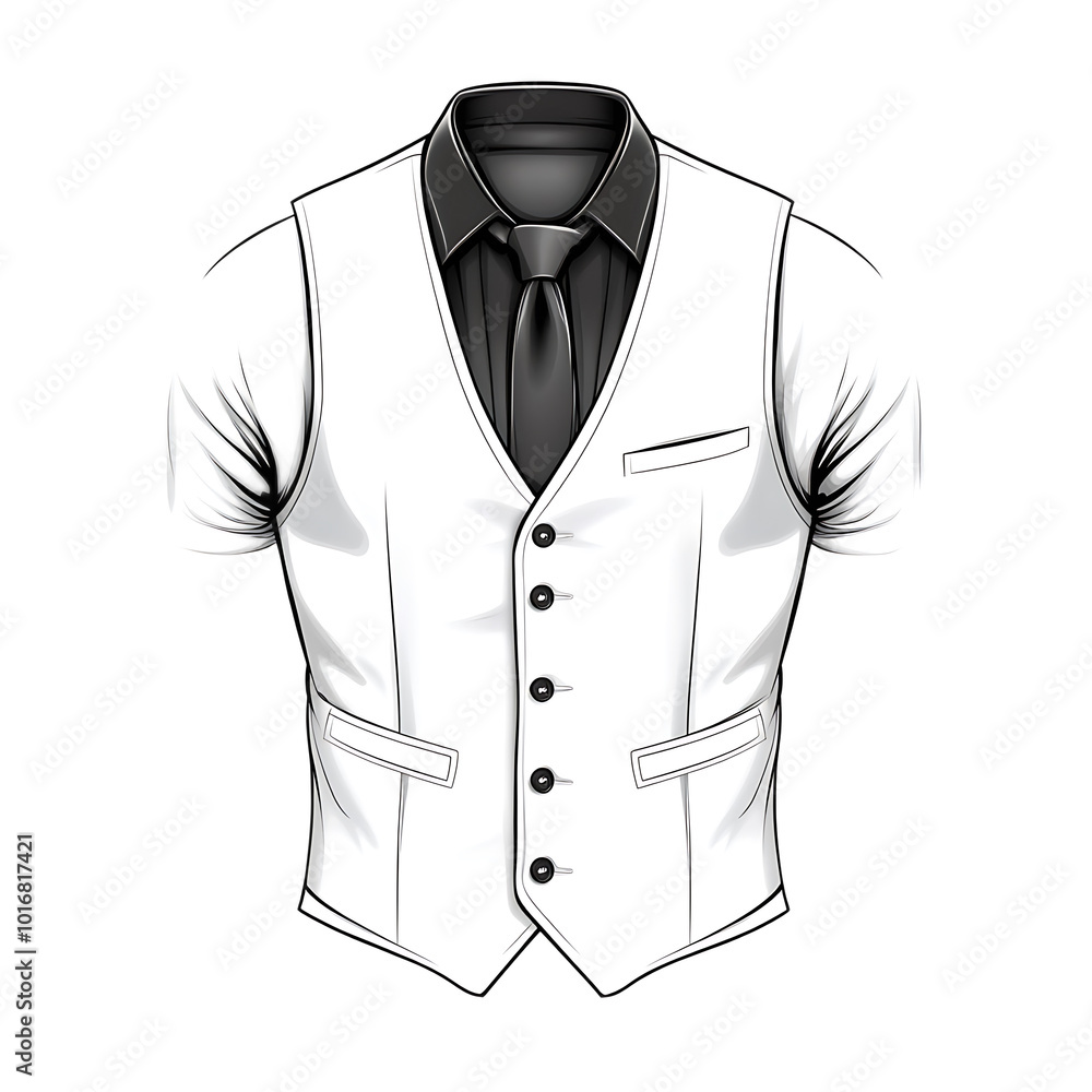 Minimalist Illustration of a Tailored Vest Design Minimalist Illustration of a Tailored Vest Design