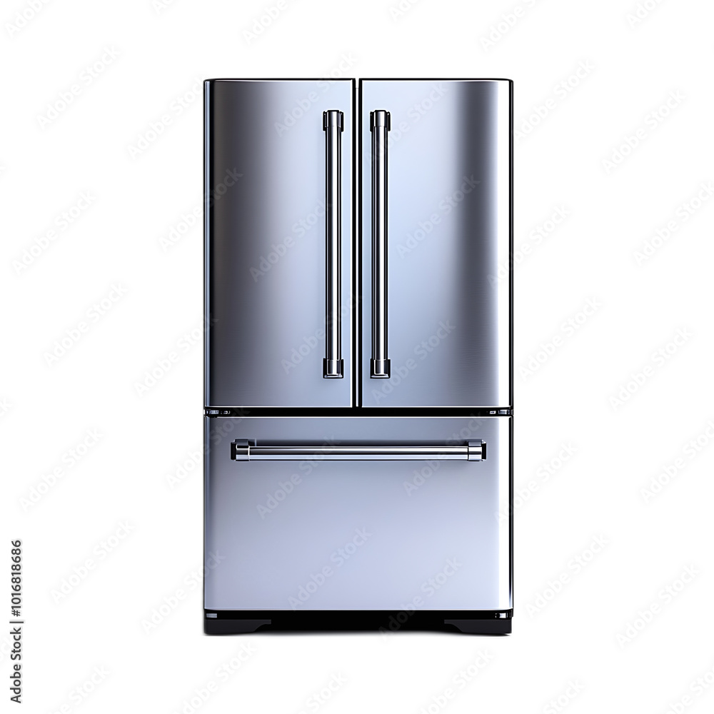 Realistic Large Stainless Fridge with Modern Design Realistic Large Stainless Fridge with Modern Design