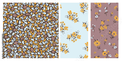 Seamless spring vector pattern with floral motif for dress fabric	

