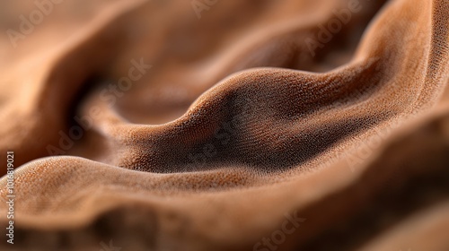  A tight shot of a brown fabric, its texture slightly obscured by a hazy, indistinct image within