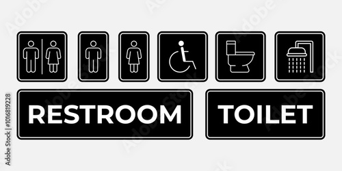 Minimalist Restroom or toilet Icons, Clean and Simple Designs