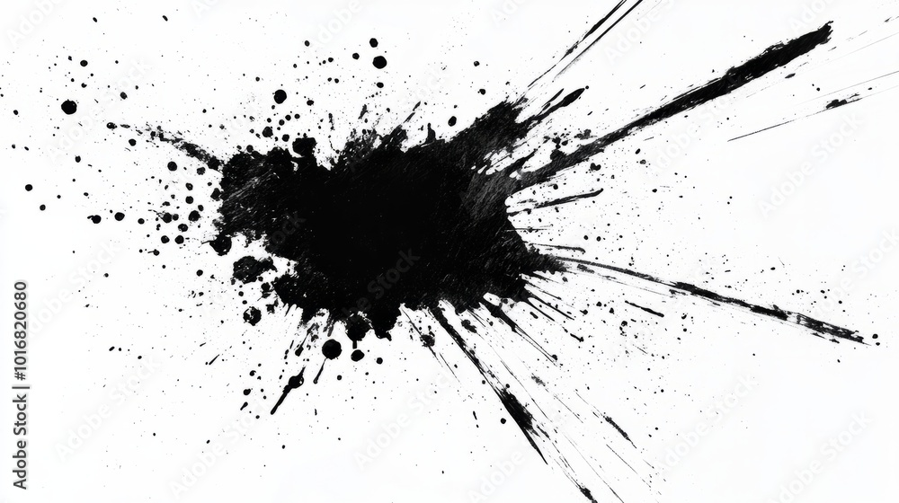 A minimalist paint splash of bold black and white, with the black ink radiating outward on a pristine white background. The stark contrast creates an elegant and striking visual. A minimalist paint splash of bold black and white, with the black ink radiating outward on a pristine white background. The stark contrast creates an elegant and striking visual.