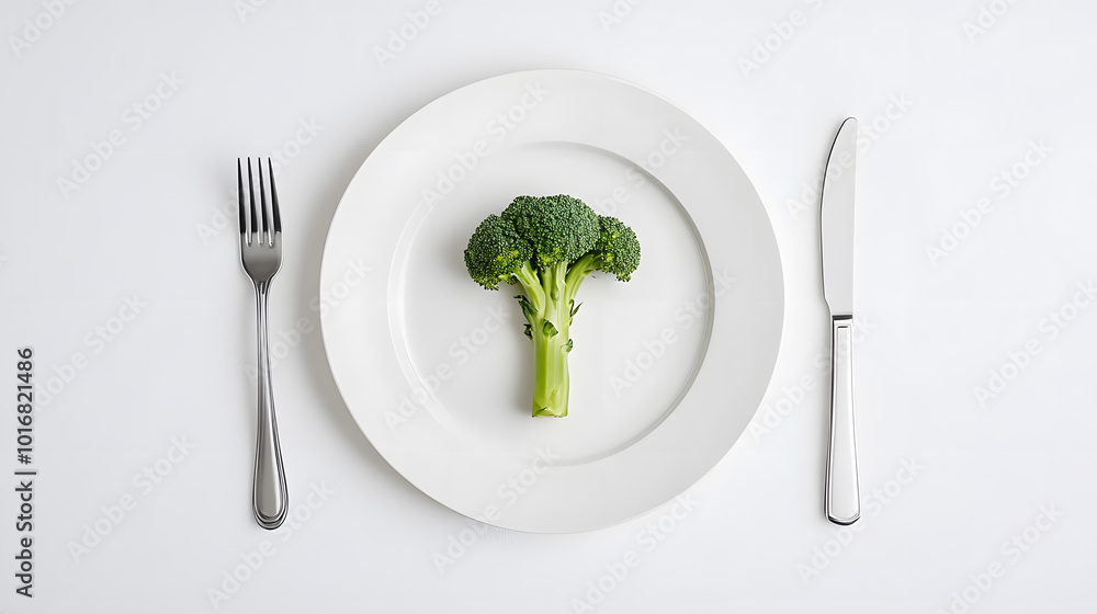 Broccoli on a Plate with Fork and Knife | Healthy Eating and Nutrition Inspiration Broccoli on a Plate with Fork and Knife | Healthy Eating and Nutrition Inspiration