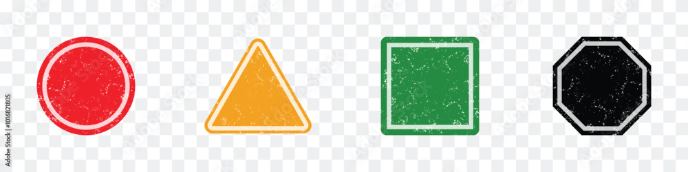 Blank traffic board icon set. Blank street traffic symbol Set of round, square, Rhombic, triangular and hexagonal red, yellow, green and blue road signs.Mock up template for your design.vector Blank traffic board icon set. Blank street traffic symbol Set of round, square, Rhombic, triangular and hexagonal red, yellow, green and blue road signs.Mock up template for your design.vector