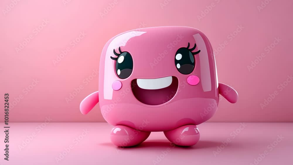 Pink cube character walking animation loop Pink cube character walking animation loop