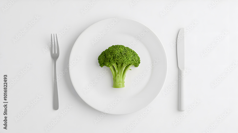 Broccoli on a Plate with Fork and Knife | Healthy Eating and Nutrition Inspiration Broccoli on a Plate with Fork and Knife | Healthy Eating and Nutrition Inspiration