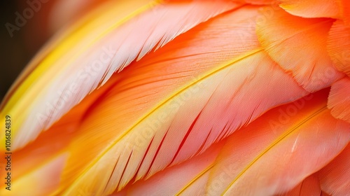  A tight shot of a bird's orange and yellow back feathers