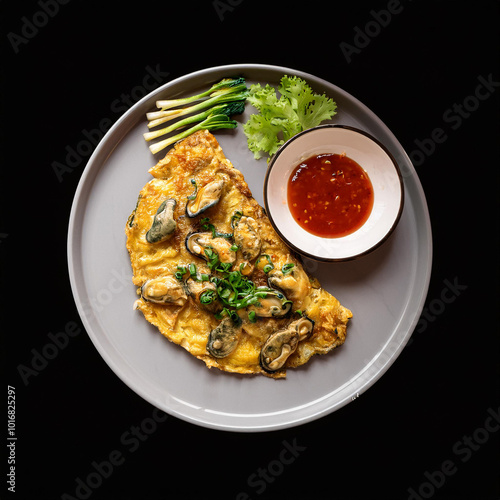 Crispy Oyster Omelette With Spicy Sauce