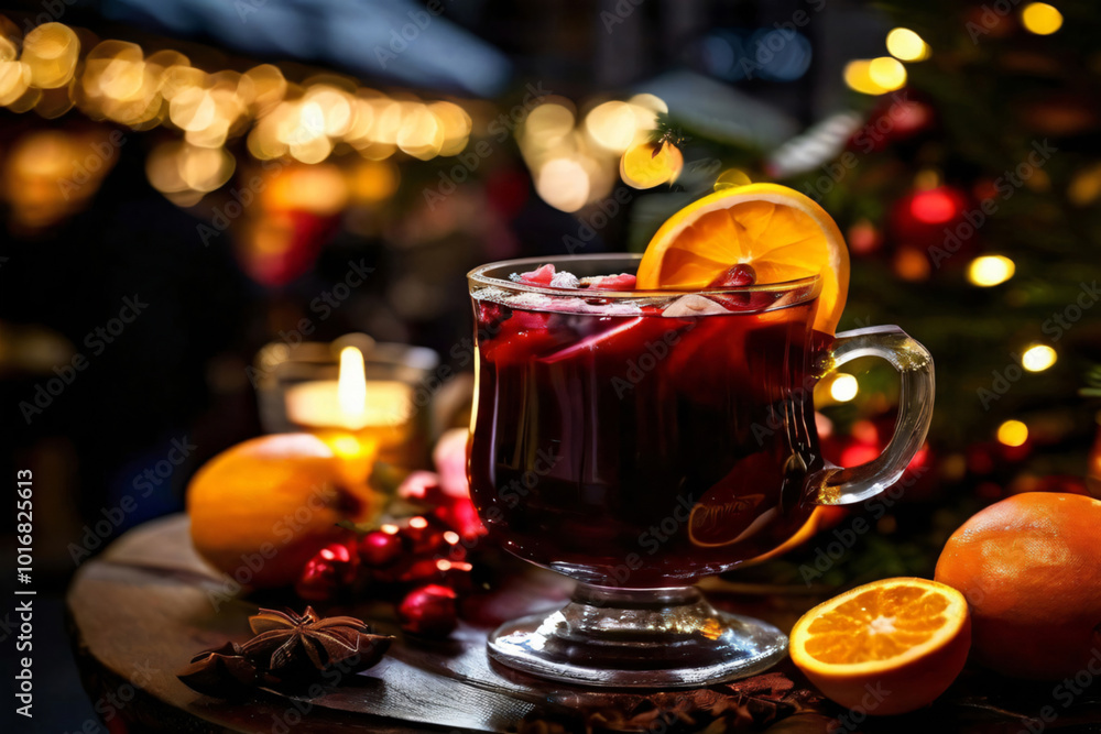 Glühwein mit Orangen und Zimtstangen Glühwein mit Orangen und Zimtstangen