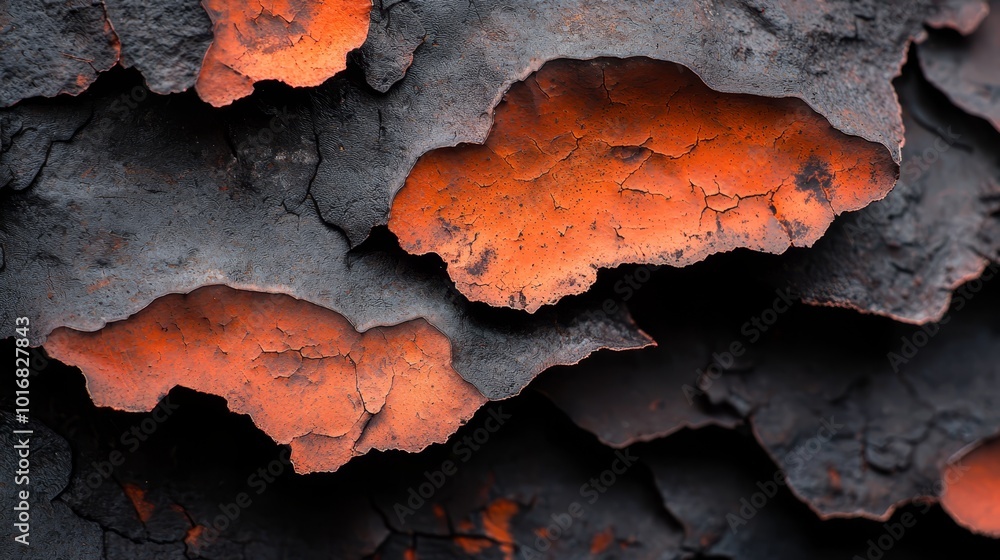  A tight shot of a collection of rocks with orange and black paint smears, accompanied by scattered dirt on the ground
