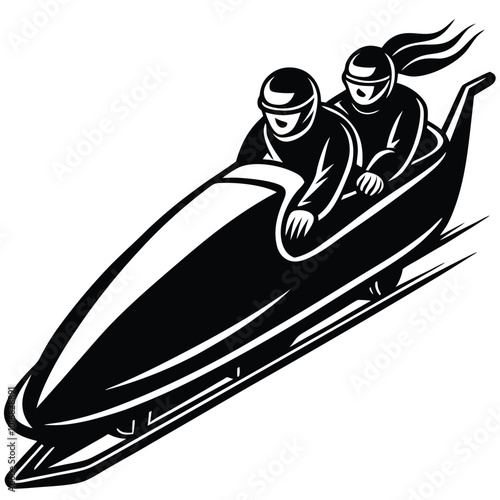 winter, pictogram, speed, icon, ice, symbol, sign, athlete, logo, vector, sportsman, competition, sled, bobsleigh, sport, silhouette, recreation, sleigh, snow, professional, thin, illustration, stroke