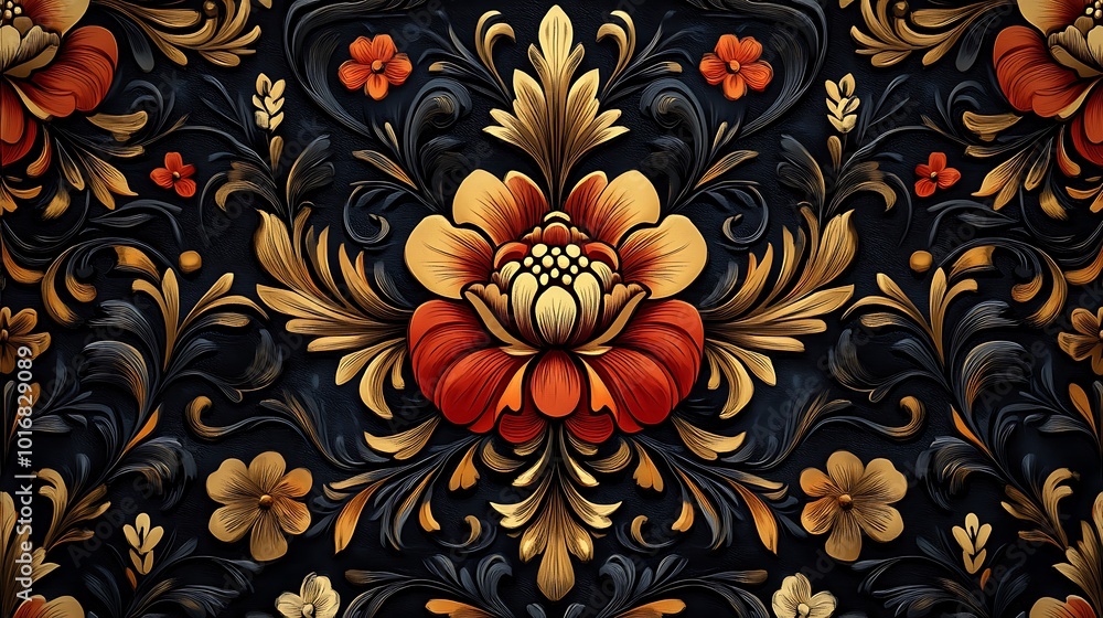 Elegant floral composition with delicate orange flowers and lush leaves Elegant floral composition with delicate orange flowers and lush leaves
