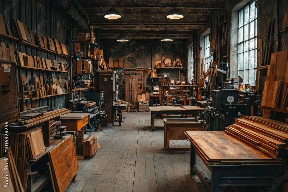 A Woodworking Shop Filled With Tools, Lumber, and Dust A Woodworking Shop Filled With Tools, Lumber, and Dust