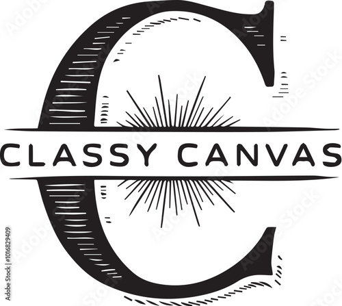 Creative handcrafted feel stylish lettering clothing logo named Classy Canvas. Generative AI.